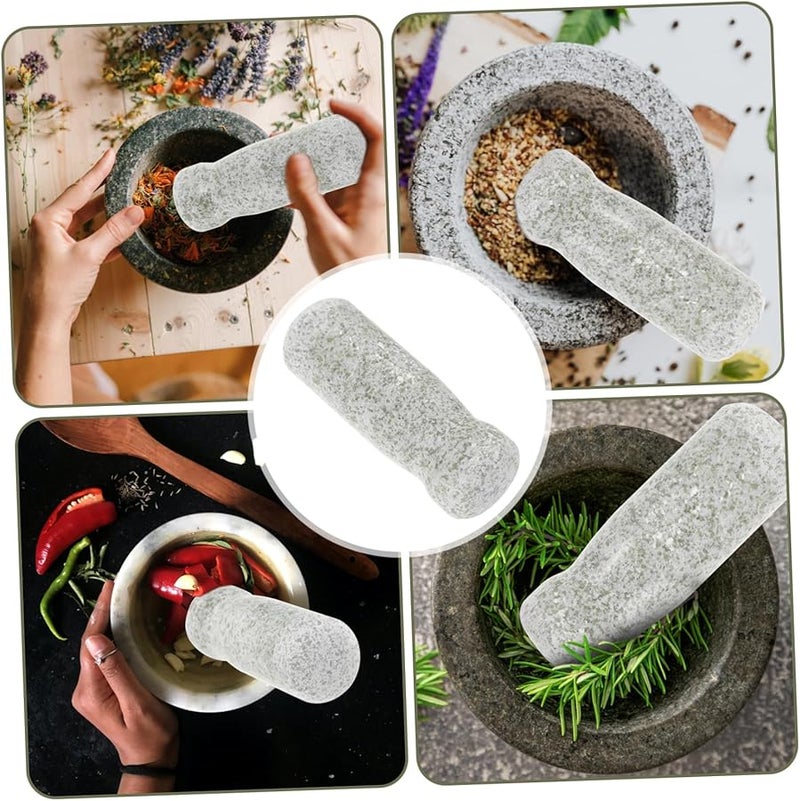 Natural Stone Garlic Masher Pestle and Mortar Set for Kitchen Grinding - Image 2